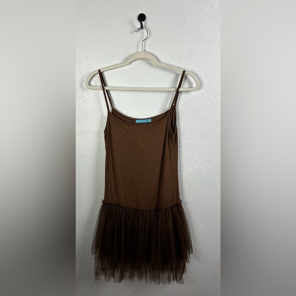 Whish Women’s Brown Mini Dress Sleeveless Sz S Feminine Skater Girl Party Casual